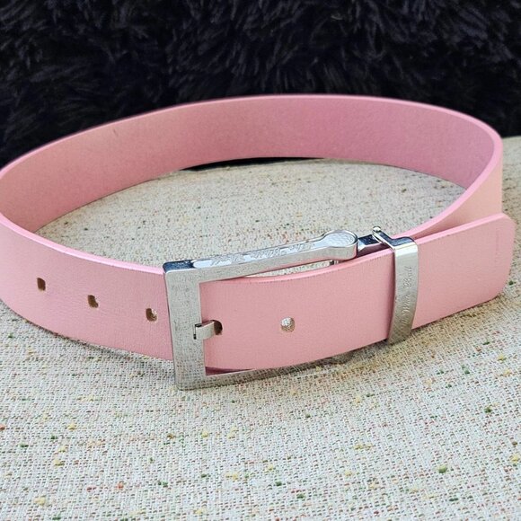 The White Ball Women Belt Italian Genuine Leather Pink Waistband Size S 24-25 in